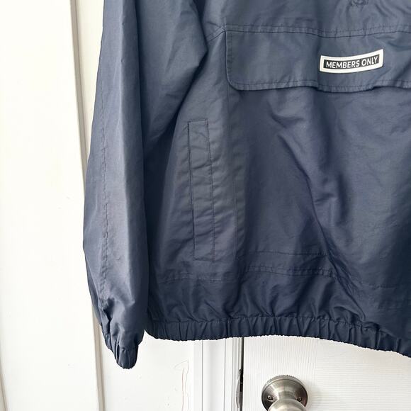 Members Only Sport Blue Nylon Pullover Hooded Quarter Zip Windbreaker Medium Men - Picture 13 of 13